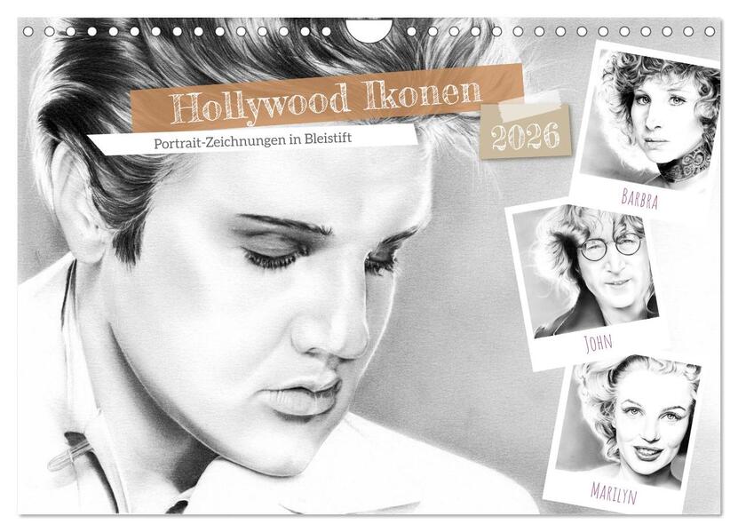 Hollywood Ikonen in Bleistift (Wandkalender 2026 DIN A4 quer) CALVENDO Monatskalender