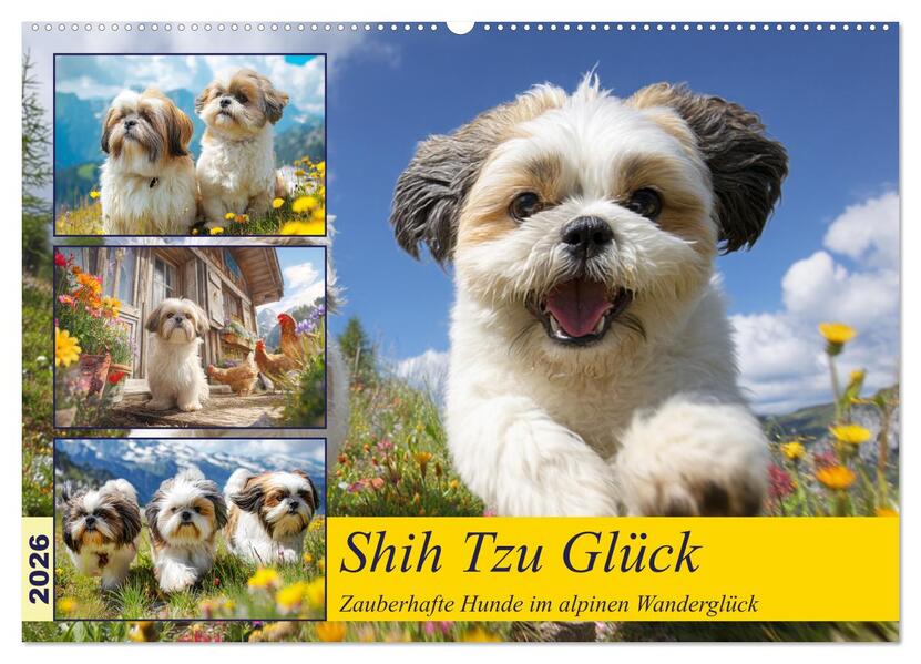Shih Tzu Glück. Zauberhafte Hunde im alpinen Wanderglück (Wandkalender 2026 DIN A2 quer) CALVENDO Monatskalender