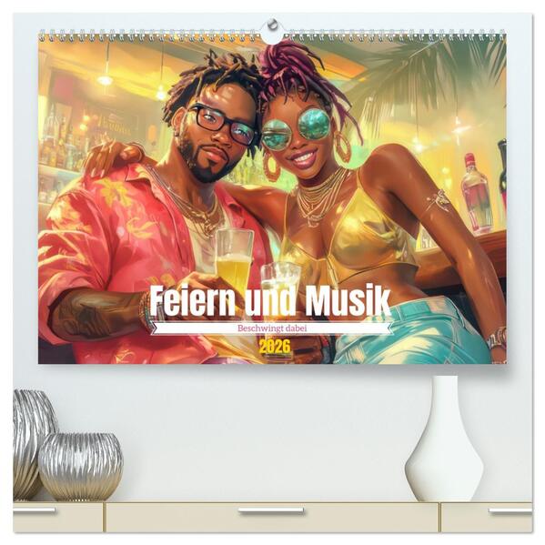 Feiern und Musik - Beschwingt dabei (hochwertiger Premium Wandkalender 2026 DIN A2 quer) Kunstdruck in Hochglanz