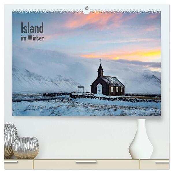 Island im Winter (hochwertiger Premium Wandkalender 2026 DIN A2 quer) Kunstdruck in Hochglanz