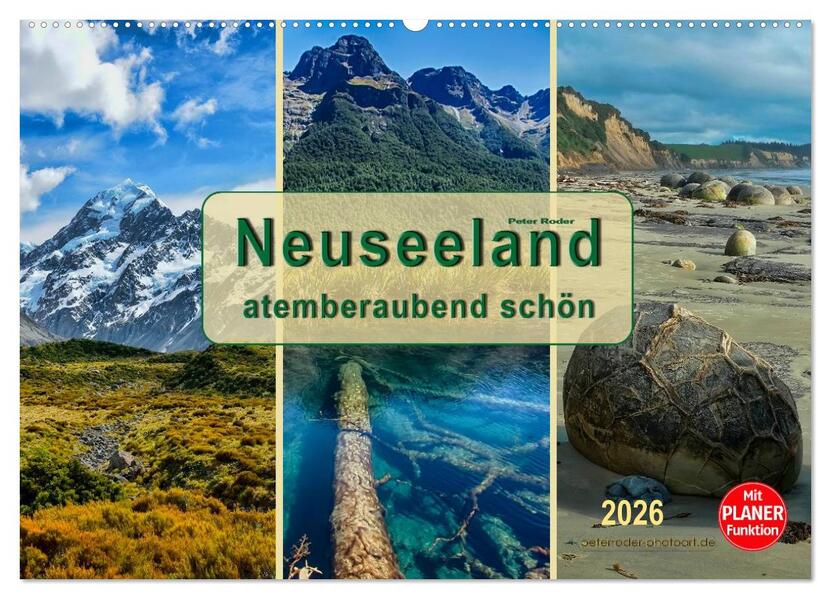 Neuseeland - atemberaubend schön (Wandkalender 2026 DIN A2 quer) CALVENDO Monatskalender