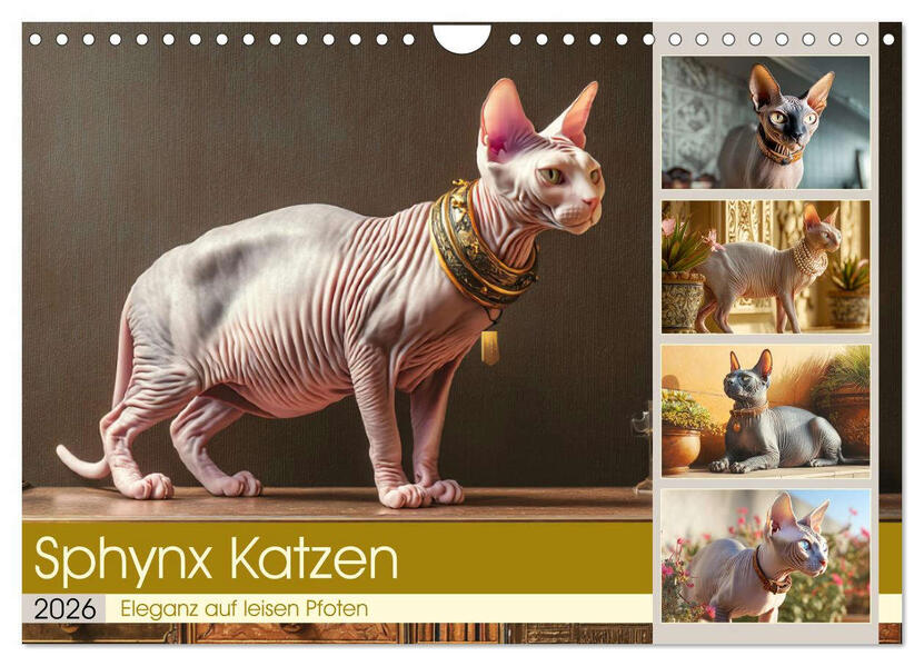 Sphinx Katzen. Eleganz auf leisen Pfoten (Wandkalender 2026 DIN A4 quer) CALVENDO Monatskalender