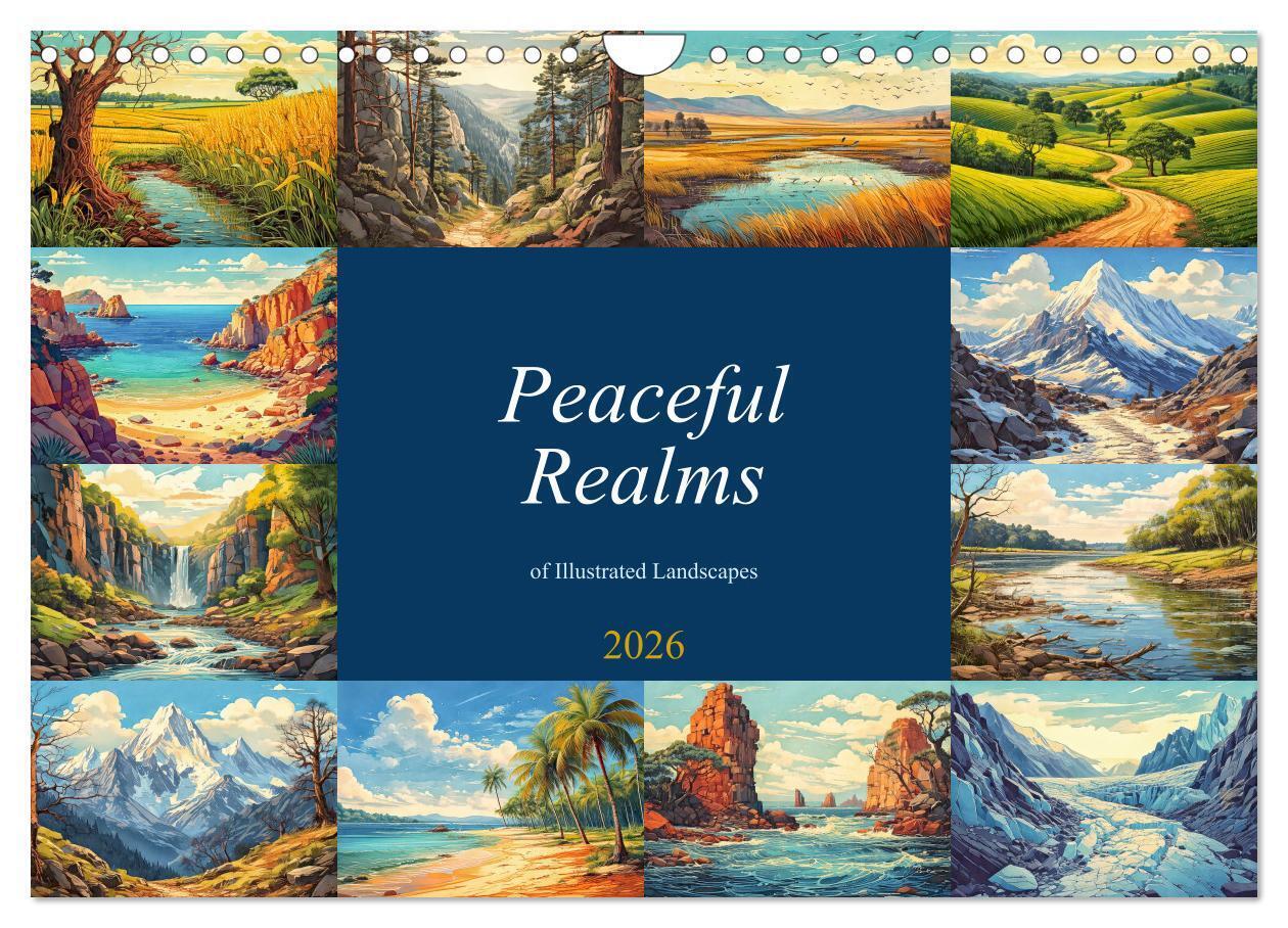 Peaceful Realms of Illustrated Landscapes (Wall Calendar 2026 DIN A4 landscape) CALVENDO 12 Month Wall Calendar