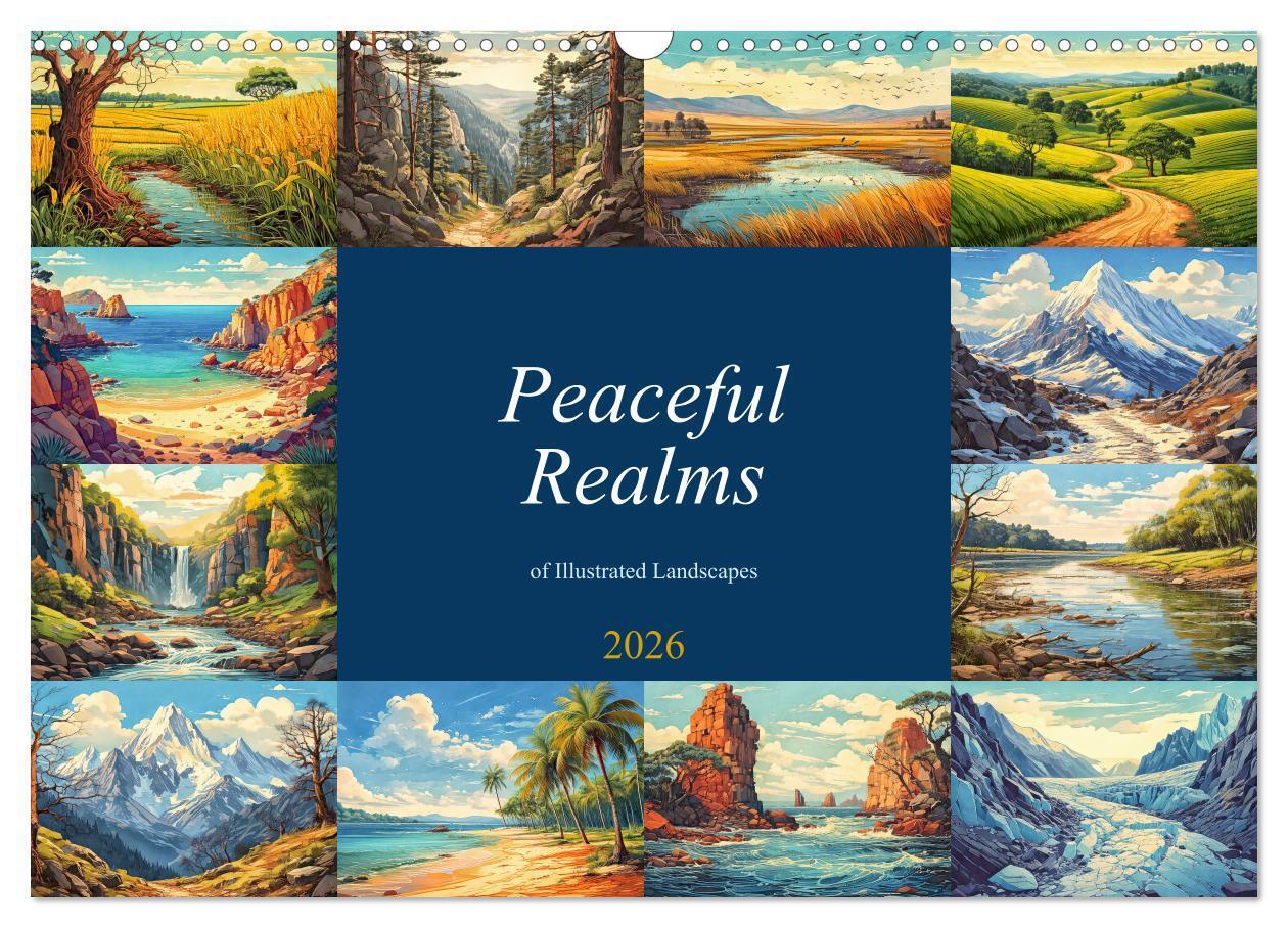 Peaceful Realms of Illustrated Landscapes (Wall Calendar 2026 DIN A3 landscape) CALVENDO 12 Month Wall Calendar