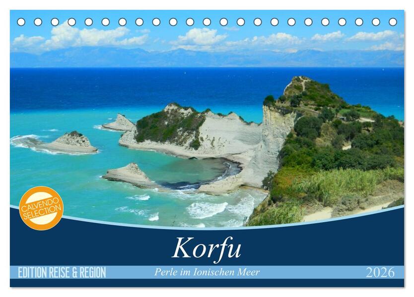 Korfu Perle im Ionischen Meer (Tischkalender 2026 DIN A5 quer) CALVENDO Monatskalender