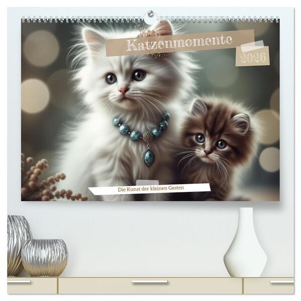 Katzenmomente (hochwertiger Premium Wandkalender 2026 DIN A2 quer) Kunstdruck in Hochglanz