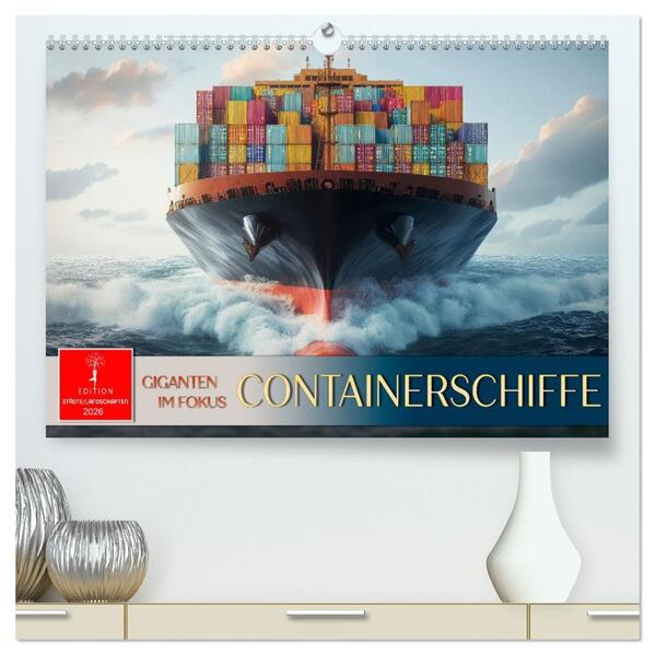 Containerschiffe - Giganten im Fokus (hochwertiger Premium Wandkalender 2026 DIN A2 quer) Kunstdruck in Hochglanz