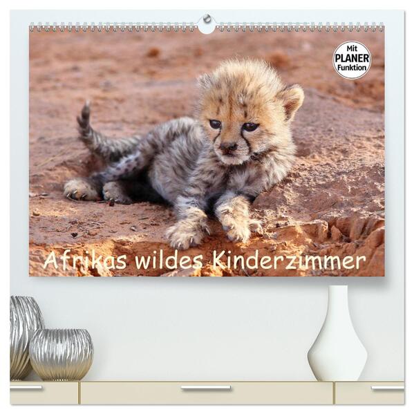 Afrikas wildes Kinderzimmer (hochwertiger Premium Wandkalender 2026 DIN A2 quer) Kunstdruck in Hochglanz