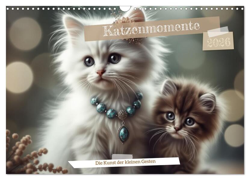 Katzenmomente (Wandkalender 2026 DIN A3 quer) CALVENDO Monatskalender