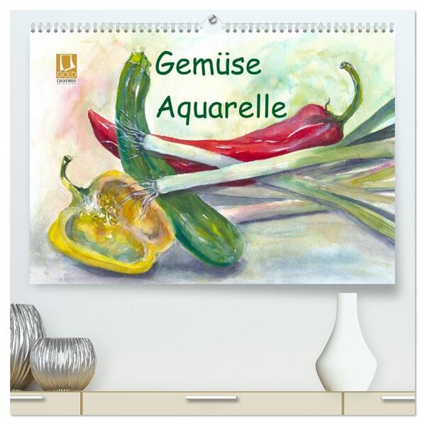 Gemüse Aquarelle (hochwertiger Premium Wandkalender 2026 DIN A2 quer) Kunstdruck in Hochglanz