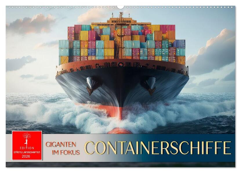 Containerschiffe - Giganten im Fokus (Wandkalender 2026 DIN A2 quer) CALVENDO Monatskalender