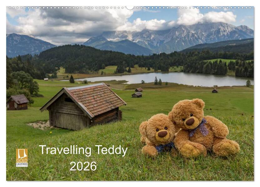 Travelling Teddy 2026 (Wandkalender 2026 DIN A2 quer) CALVENDO Monatskalender
