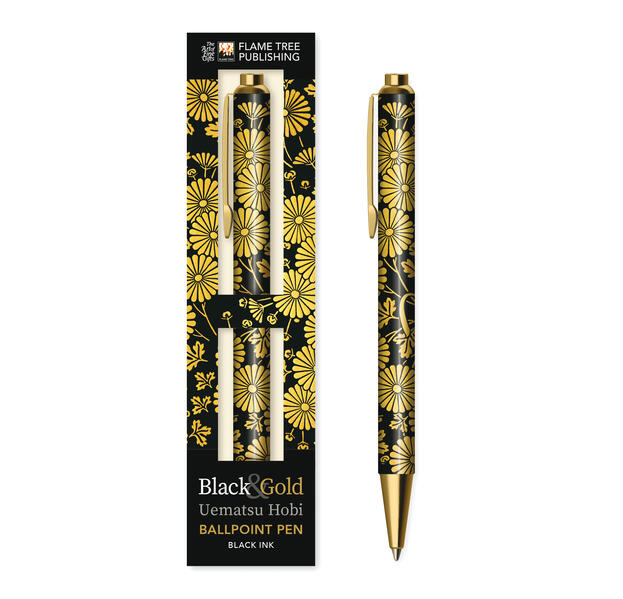 Premium Kugelschreiber: Uematsu Hobi Chrysanthemen Schwarz & Gold