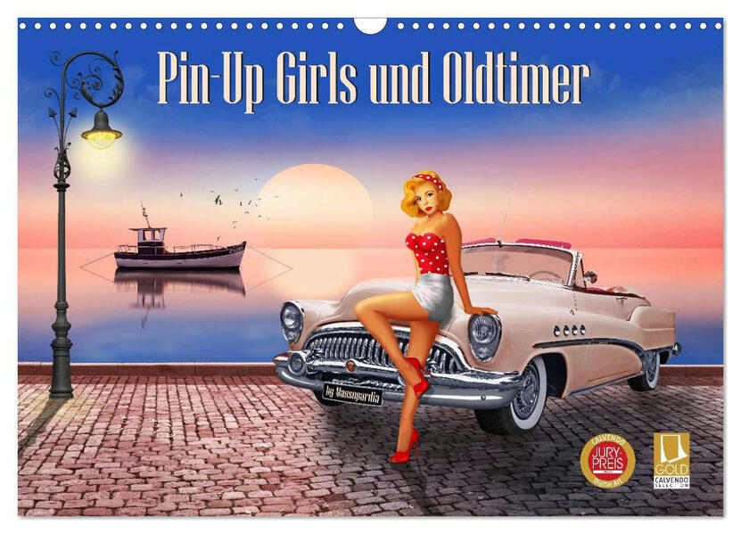 Pin-Up Girls und Oldtimer by Mausopardia (Wandkalender 2026 DIN A3 quer) CALVENDO Monatskalender