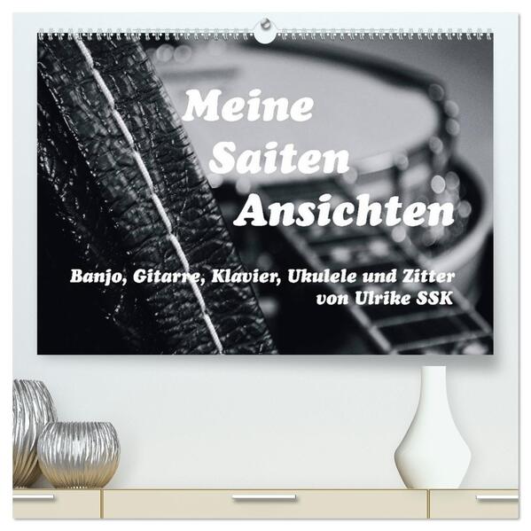 Meine Saiten Ansichten - Banjo Gitarre Klavier Ukulele und Zitter von Ulrike SSK (hochwertiger Premium Wandkalender 2026 DIN A2 quer) Kunstdruck in Hochglanz
