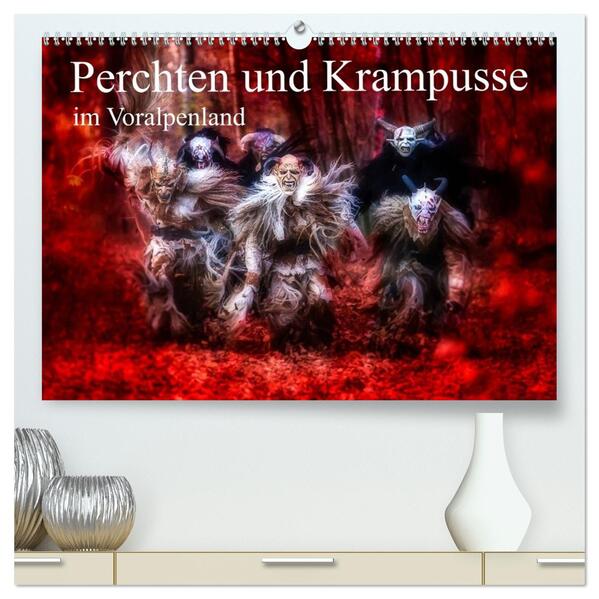 Perchten und Krampusse im Voralpenland (hochwertiger Premium Wandkalender 2026 DIN A2 quer) Kunstdruck in Hochglanz