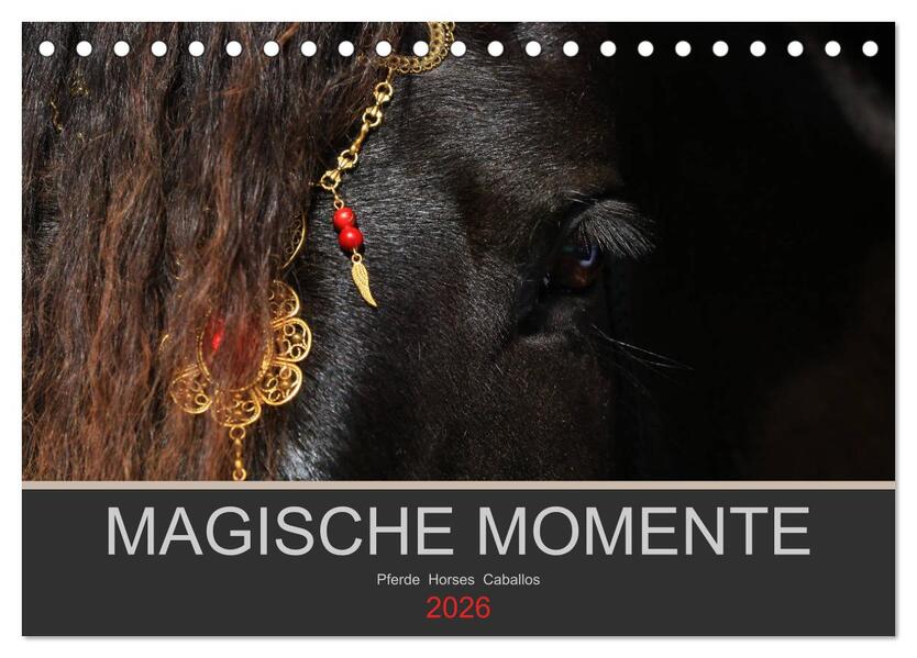 Magische Momente - Pferde Horses Caballos (Tischkalender 2026 DIN A5 quer) CALVENDO Monatskalender