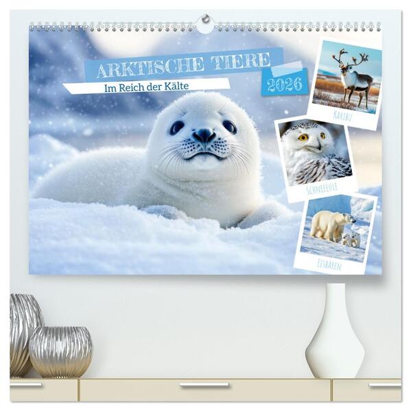 ARKTISCHE TIERE Im Reich der Kälte (hochwertiger Premium Wandkalender 2026 DIN A2 quer) Kunstdruck in Hochglanz