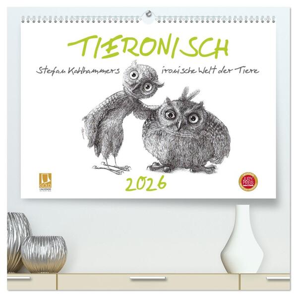 TIERONISCH (hochwertiger Premium Wandkalender 2026 DIN A2 quer) Kunstdruck in Hochglanz
