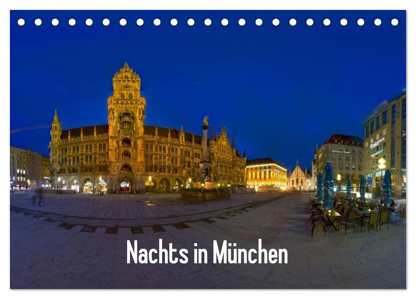 Nachts in München (Tischkalender 2026 DIN A5 quer) CALVENDO Monatskalender