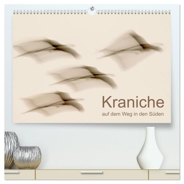 Kraniche auf dem Weg nach Süden (hochwertiger Premium Wandkalender 2026 DIN A2 quer) Kunstdruck in Hochglanz