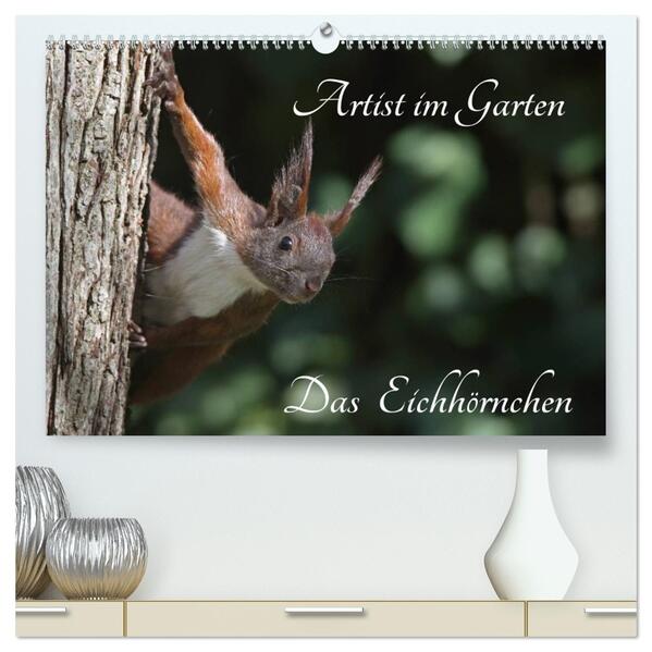Artist im Garten. Das Eichhörnchen (hochwertiger Premium Wandkalender 2026 DIN A2 quer) Kunstdruck in Hochglanz