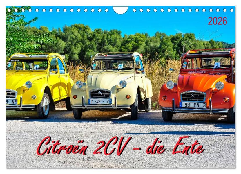 Citroën 2CV - die Ente (Wandkalender 2026 DIN A4 quer) CALVENDO Monatskalender