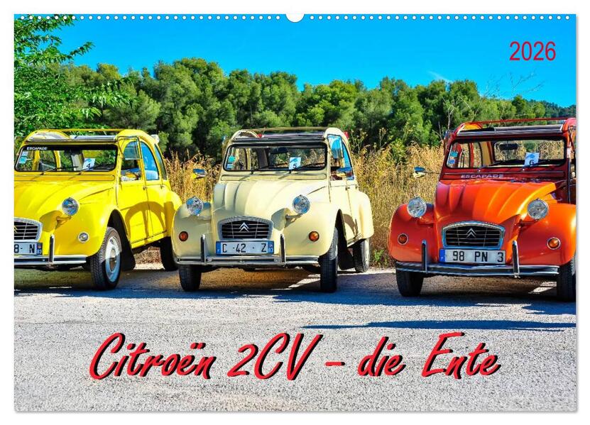 Citroën 2CV - die Ente (Wandkalender 2026 DIN A2 quer) CALVENDO Monatskalender