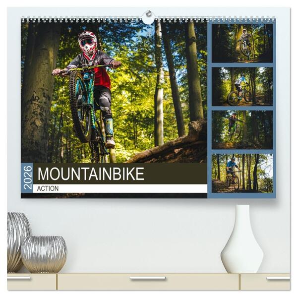 Mountainbike Action (hochwertiger Premium Wandkalender 2026 DIN A2 quer) Kunstdruck in Hochglanz