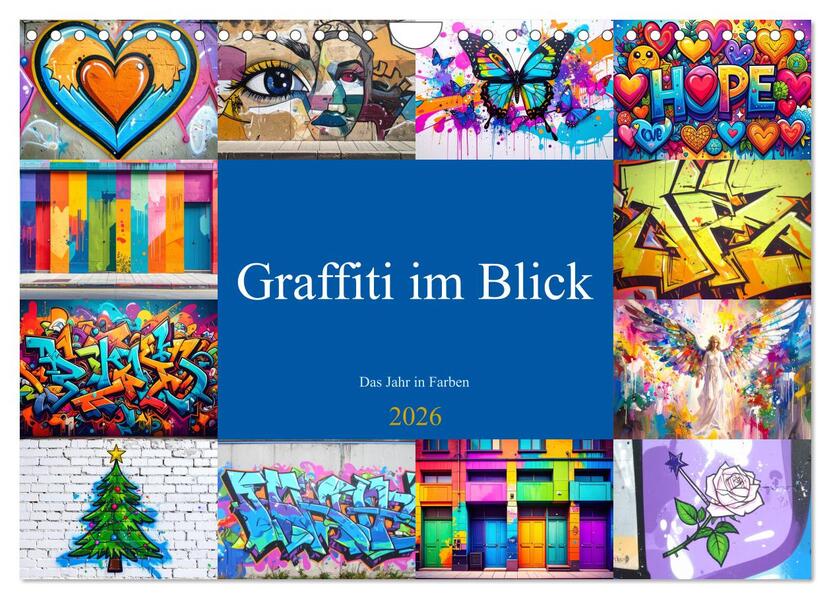 Graffiti im Blick - Das Jahr in Farben (Wandkalender 2026 DIN A4 quer) CALVENDO Monatskalender