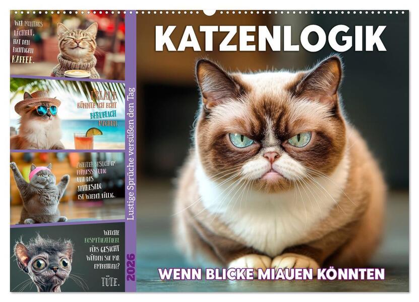 Katzenlogik - Wenn Blicke miauen könnten (Wandkalender 2026 DIN A2 quer) CALVENDO Monatskalender