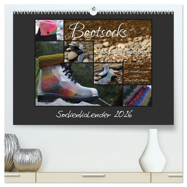 Sockenkalender Bootsocks 2026 (hochwertiger Premium Wandkalender 2026 DIN A2 quer) Kunstdruck in Hochglanz