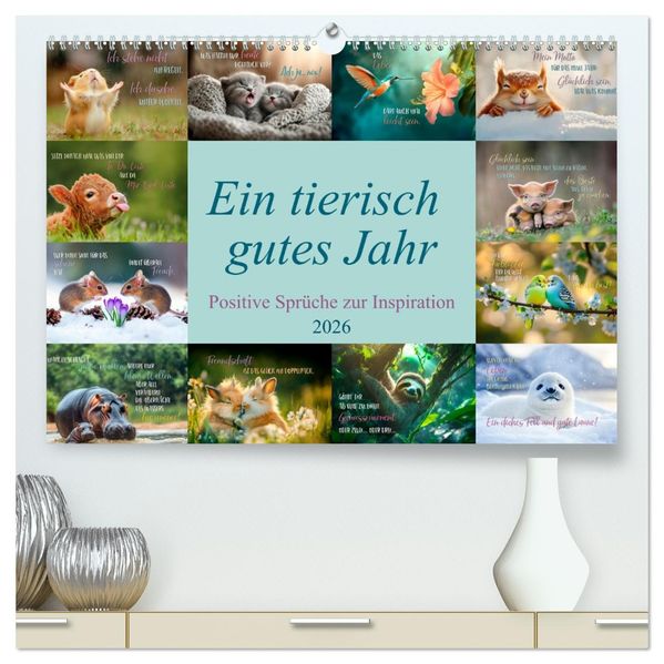Ein tierisch gutes Jahr (hochwertiger Premium Wandkalender 2026 DIN A2 quer) Kunstdruck in Hochglanz