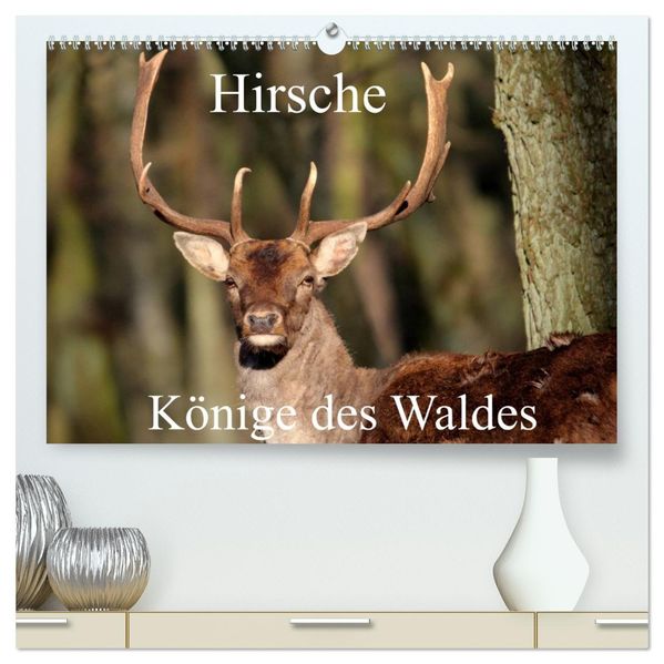 Hirsche - Könige des Waldes/Geburtstagskalender (hochwertiger Premium Wandkalender 2026 DIN A2 quer) Kunstdruck in Hochglanz