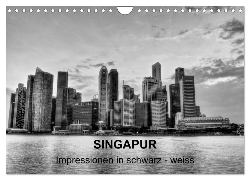 Singapur - Impressionen in schwarz - weiss (Wandkalender 2026 DIN A4 quer) CALVENDO Monatskalender