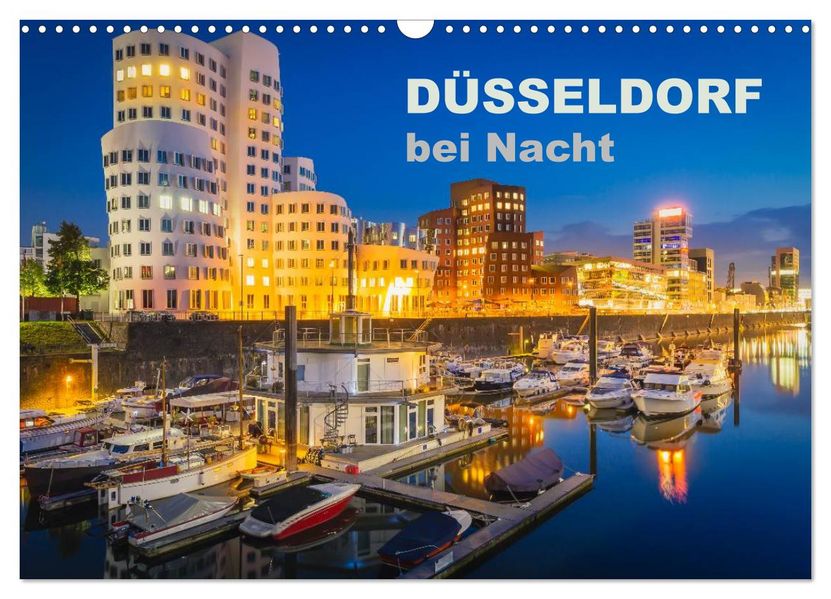 Düsseldorf bei Nacht (Wandkalender 2026 DIN A3 quer) CALVENDO Monatskalender