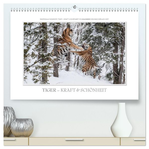 Emotionale Momente: Tiger - Kraft & Schönheit. / CH-Version (hochwertiger Premium Wandkalender 2026 DIN A2 quer) Kunstdruck in Hochglanz