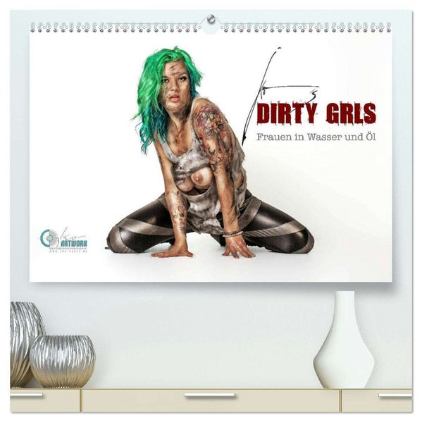 DIRTY GIRLS Frauen in Wasser und Öl (hochwertiger Premium Wandkalender 2026 DIN A2 quer) Kunstdruck in Hochglanz