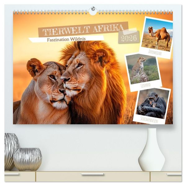 TIERWELT AFRIKA Faszination Wildnis (hochwertiger Premium Wandkalender 2026 DIN A2 quer) Kunstdruck in Hochglanz