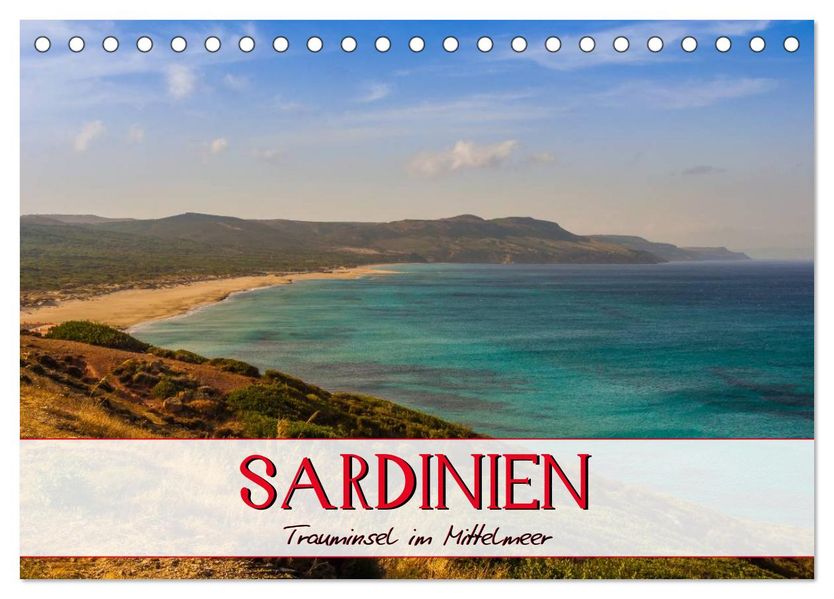 Sardinien Panoramakalender (Tischkalender 2026 DIN A5 quer) CALVENDO Monatskalender
