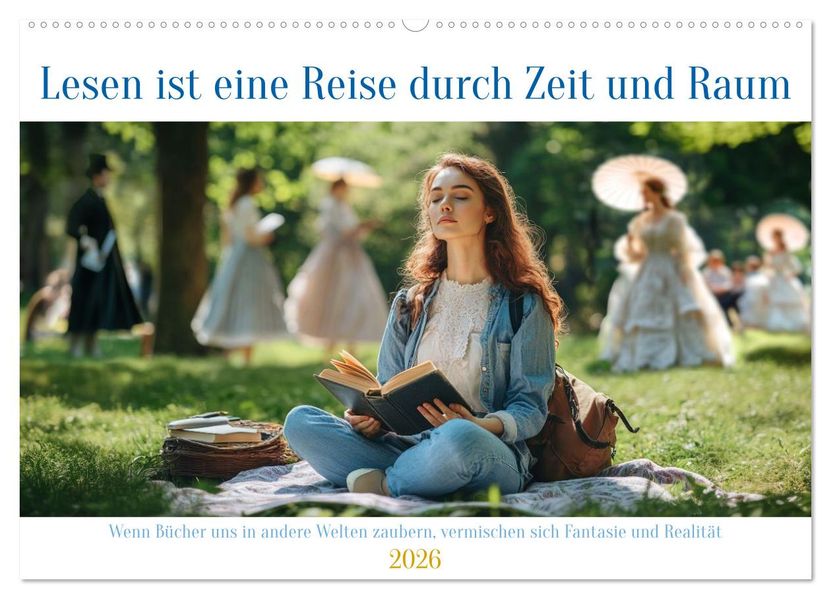 Lesen ist eine Reise durch Zeit und Raum (Wandkalender 2026 DIN A2 quer) CALVENDO Monatskalender