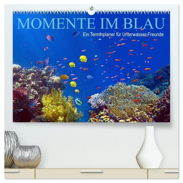 Momente im Blau - Ein Terminplaner für Unterwasser-Freunde (hochwertiger Premium Wandkalender 2026 DIN A2 quer) Kunstdruck in Hochglanz