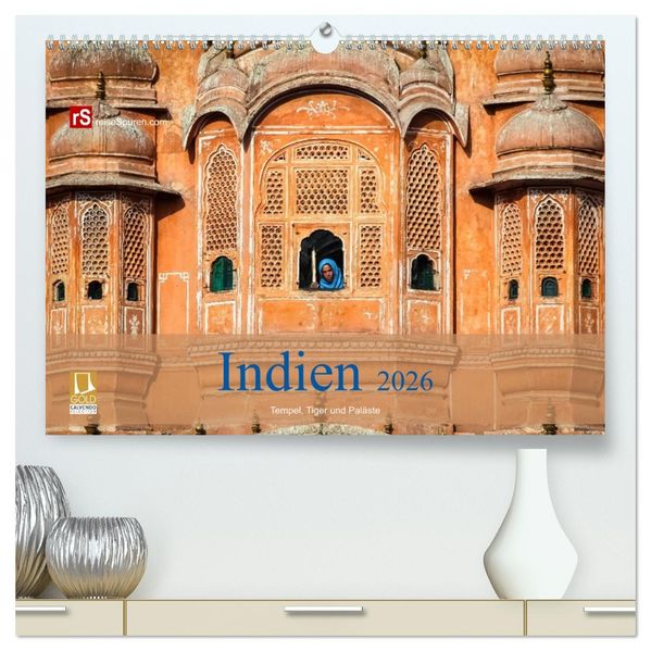 Indien 2026 Tempel Tiger und Paläste (hochwertiger Premium Wandkalender 2026 DIN A2 quer) Kunstdruck in Hochglanz