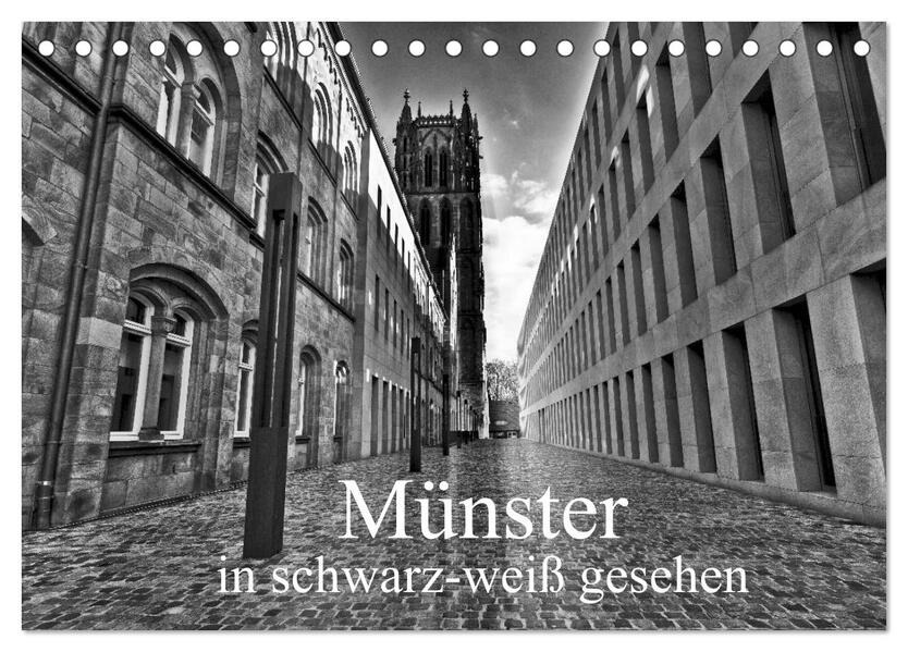 Münster in schwarz-weiß gesehen (Tischkalender 2026 DIN A5 quer) CALVENDO Monatskalender
