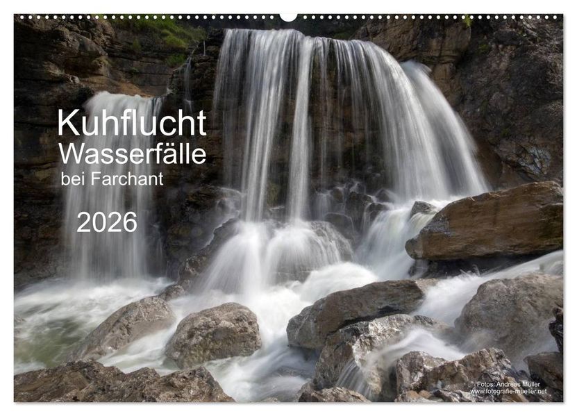 Kuhflucht Wasserfälle bei Farchant (Wandkalender 2026 DIN A2 quer) CALVENDO Monatskalender
