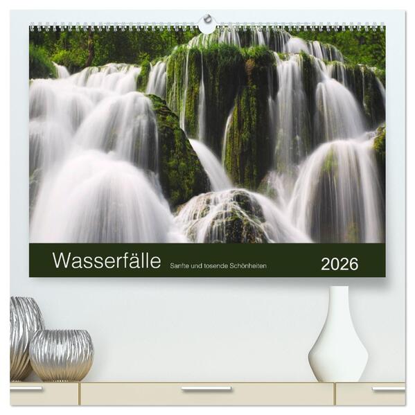 WASSERFÄLLE - Sanfte und tosende Schönheiten (hochwertiger Premium Wandkalender 2026 DIN A2 quer) Kunstdruck in Hochglanz