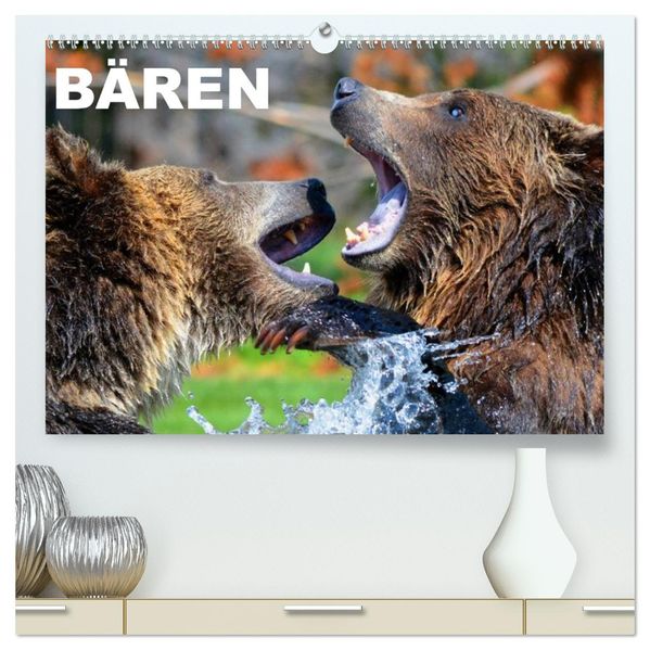 Bären (hochwertiger Premium Wandkalender 2026 DIN A2 quer) Kunstdruck in Hochglanz