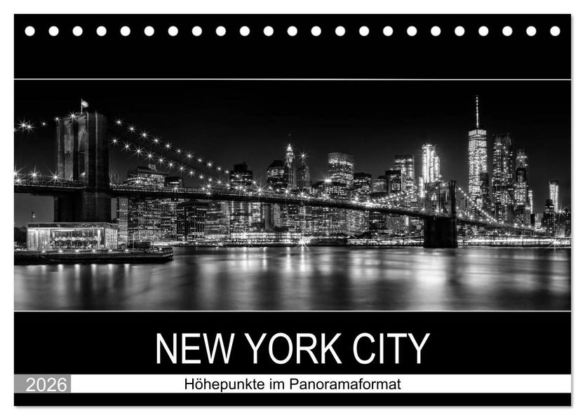 NEW YORK CITY Höhepunkte im Panoramaformat (Tischkalender 2026 DIN A5 quer) CALVENDO Monatskalender