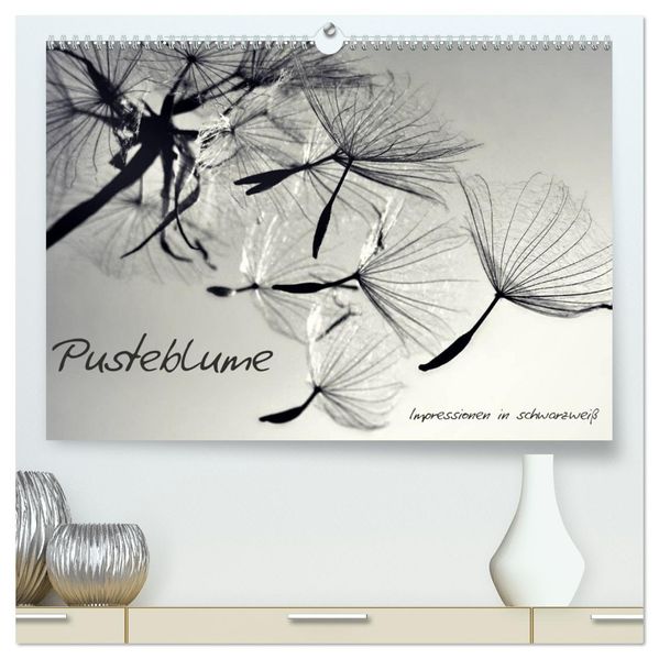 Pusteblume - Impressionen in schwarzweiß (hochwertiger Premium Wandkalender 2026 DIN A2 quer) Kunstdruck in Hochglanz