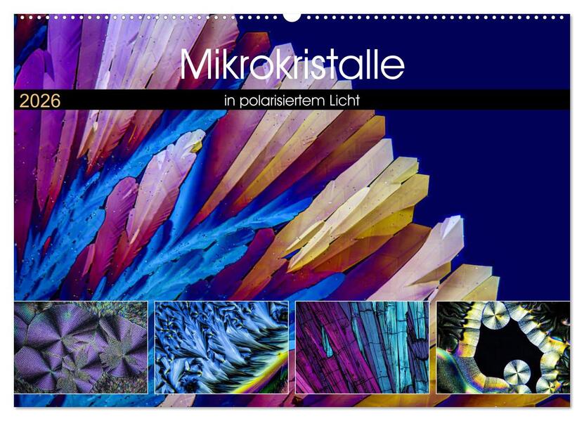 Mikrokristalle in polarisiertem Licht (Wandkalender 2026 DIN A2 quer) CALVENDO Monatskalender